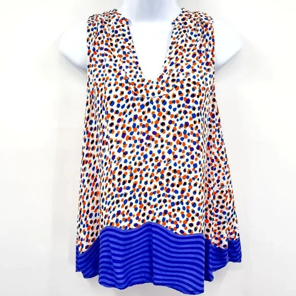 Maeve Anthropologie Enna Abstract Polka Dot Babydoll Tank Top Blouse Sleeveless - Picture 1 of 6